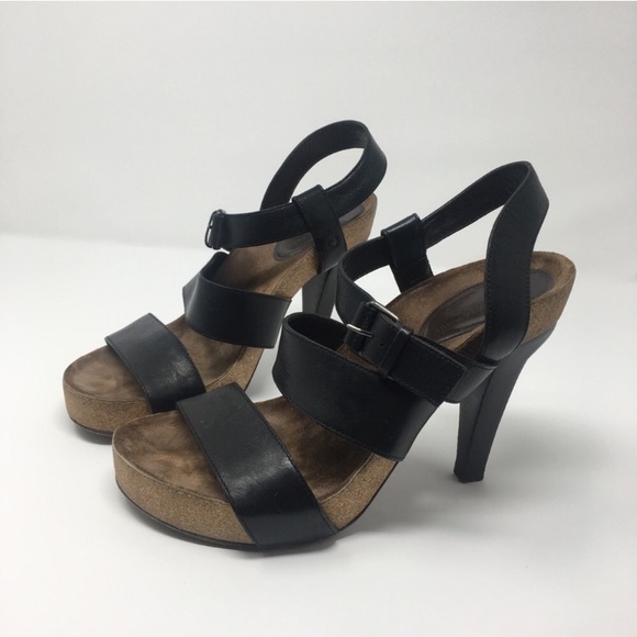 Balenciaga Shoes - Balengicia Brown Leather Strappy Cork Footbed Heel